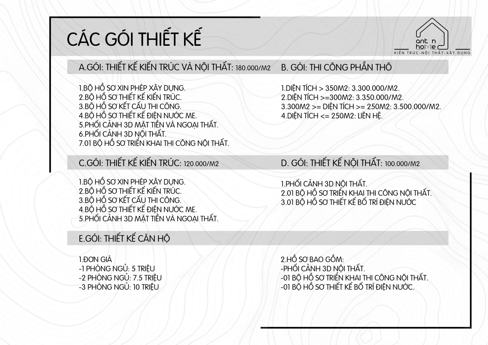 BÁO GIÁ THIẾT KẾ KIẾN TRÚC - KIẾN VÀ NHÀ